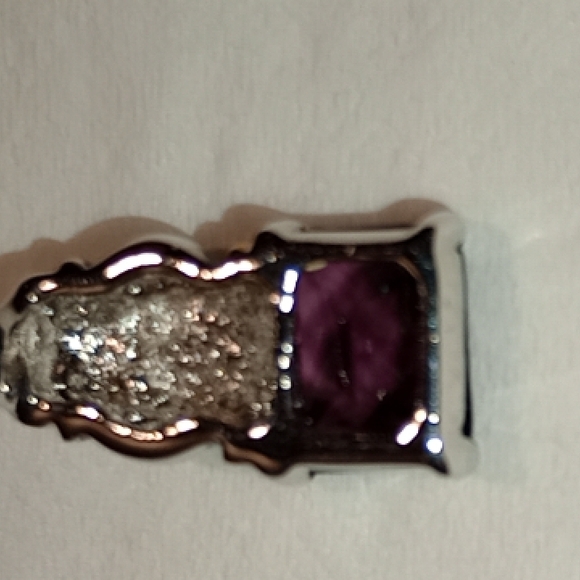 Vintage Slider Charm With Amethyst Colored Gemstone And Caviar Setting - Picture 7 of 14